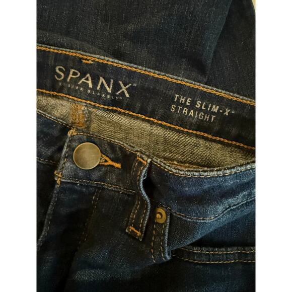 SPANX The Slim-X Straight Denim Jeans Women’s Size 29 Blue Dark Wash Stretch - Picture 5 of 6